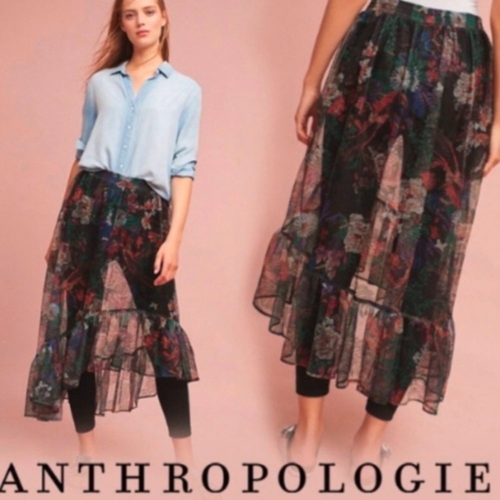 Anthropologie Maeve Meena Floral Skirted Leggings | Size‎ XS Whimsigoth Skirt